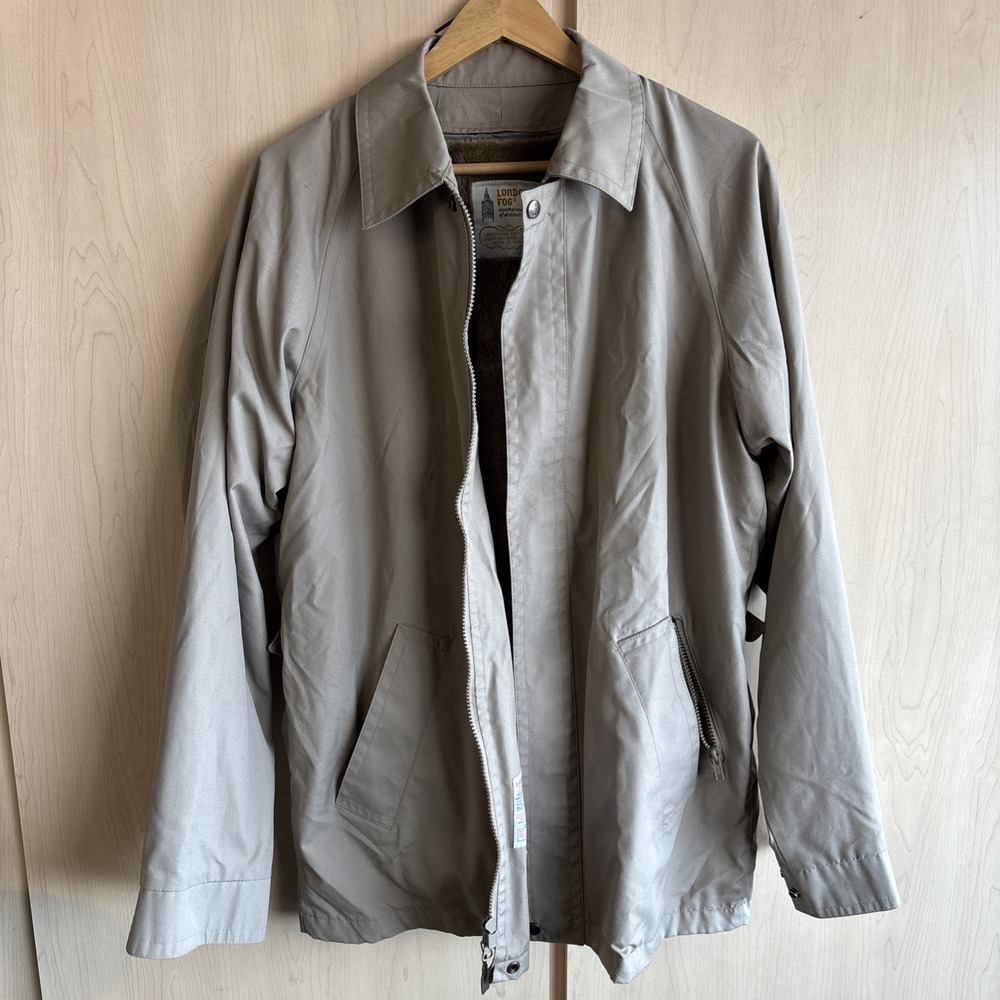 Vintage Classic London Fog Jacket with Zip-In Fur Liner Mens Size 44 Large